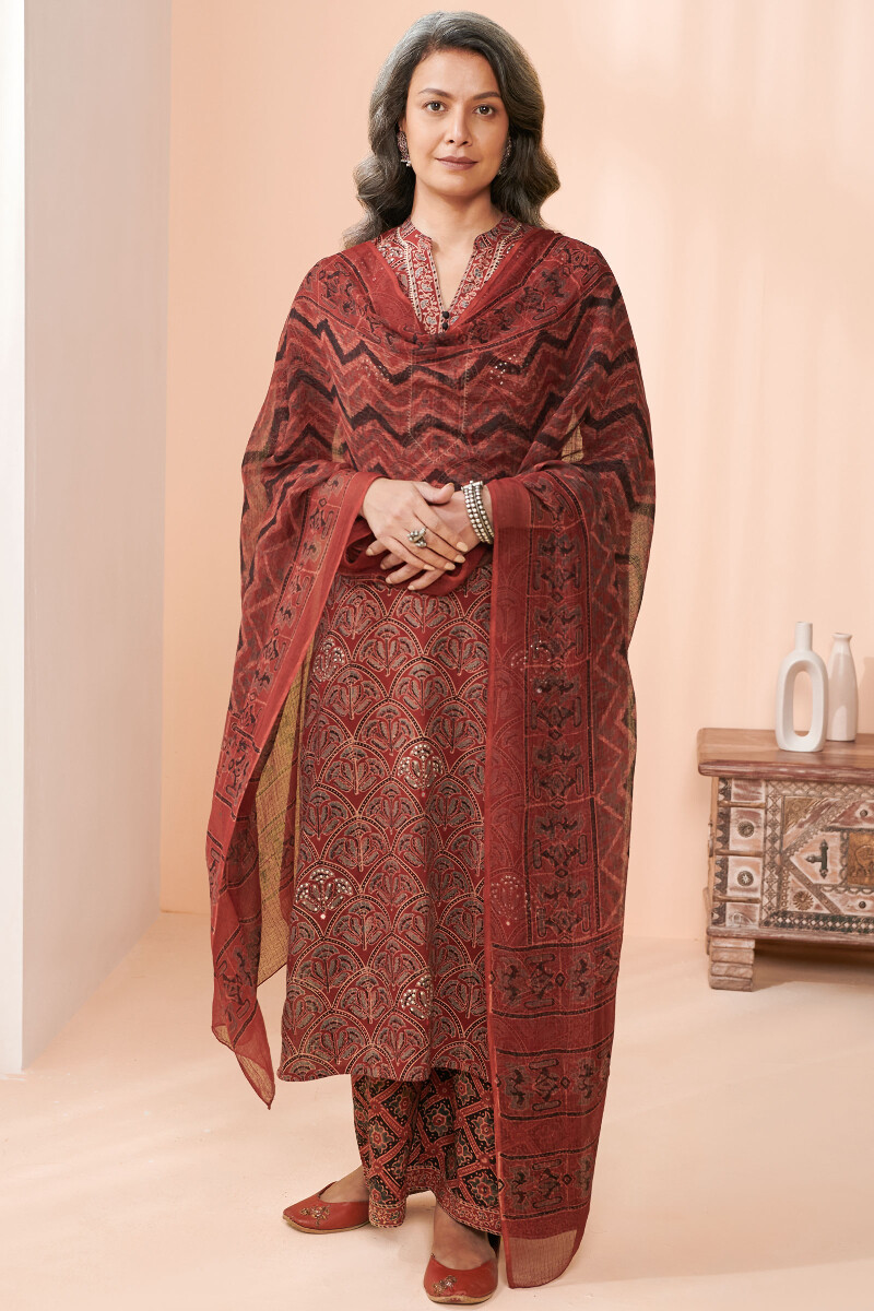 Ajrak Hand Block Printed Straight Cotton Kurta