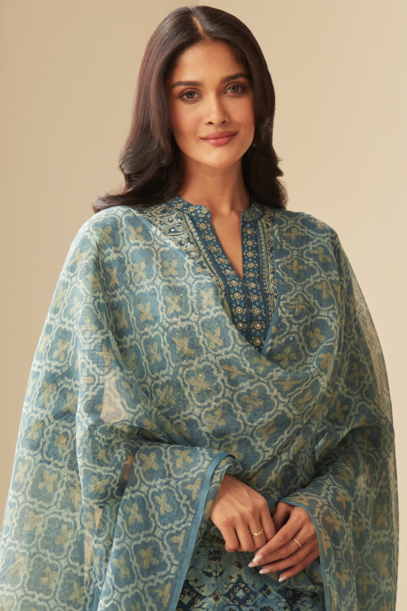 Akola Hand Block-Printed Kota Dupatta