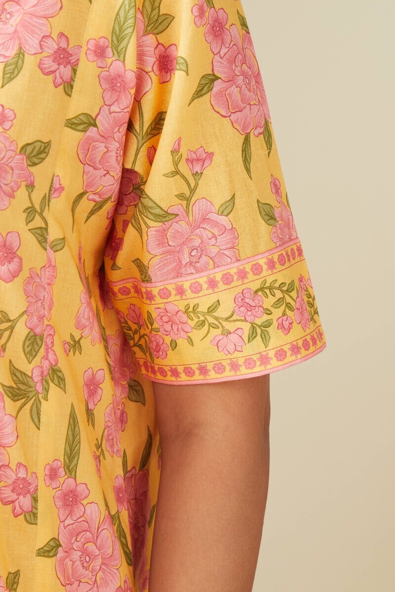 Yellow Printed Cotton Kaftan