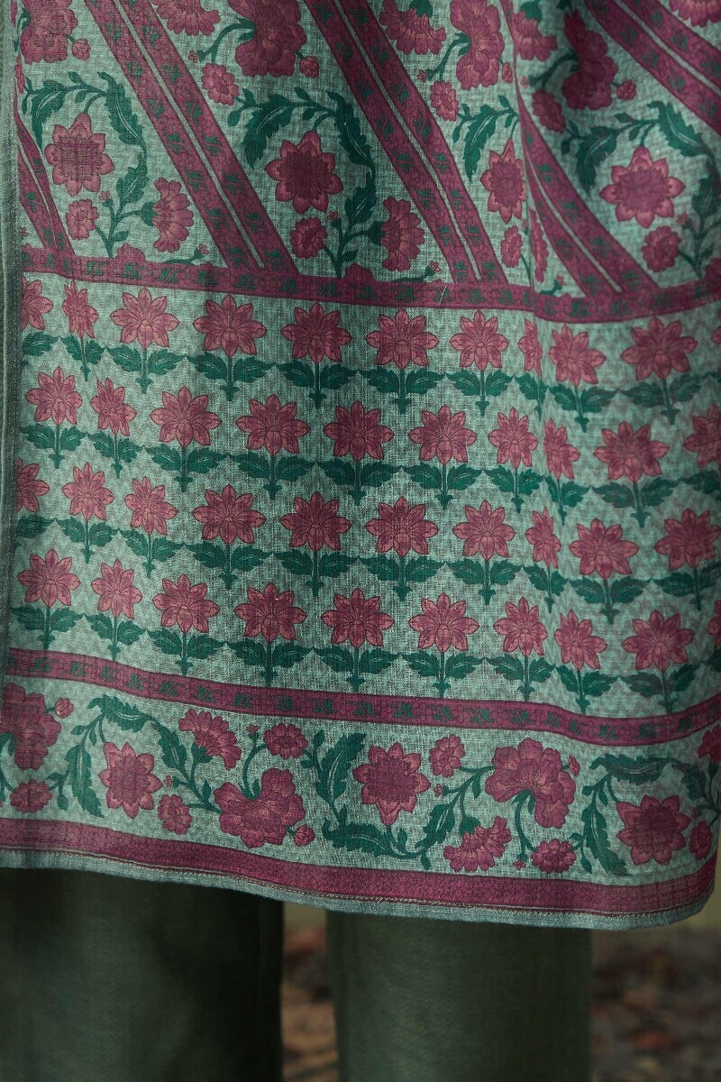 Teal Printed Kota Dupatta