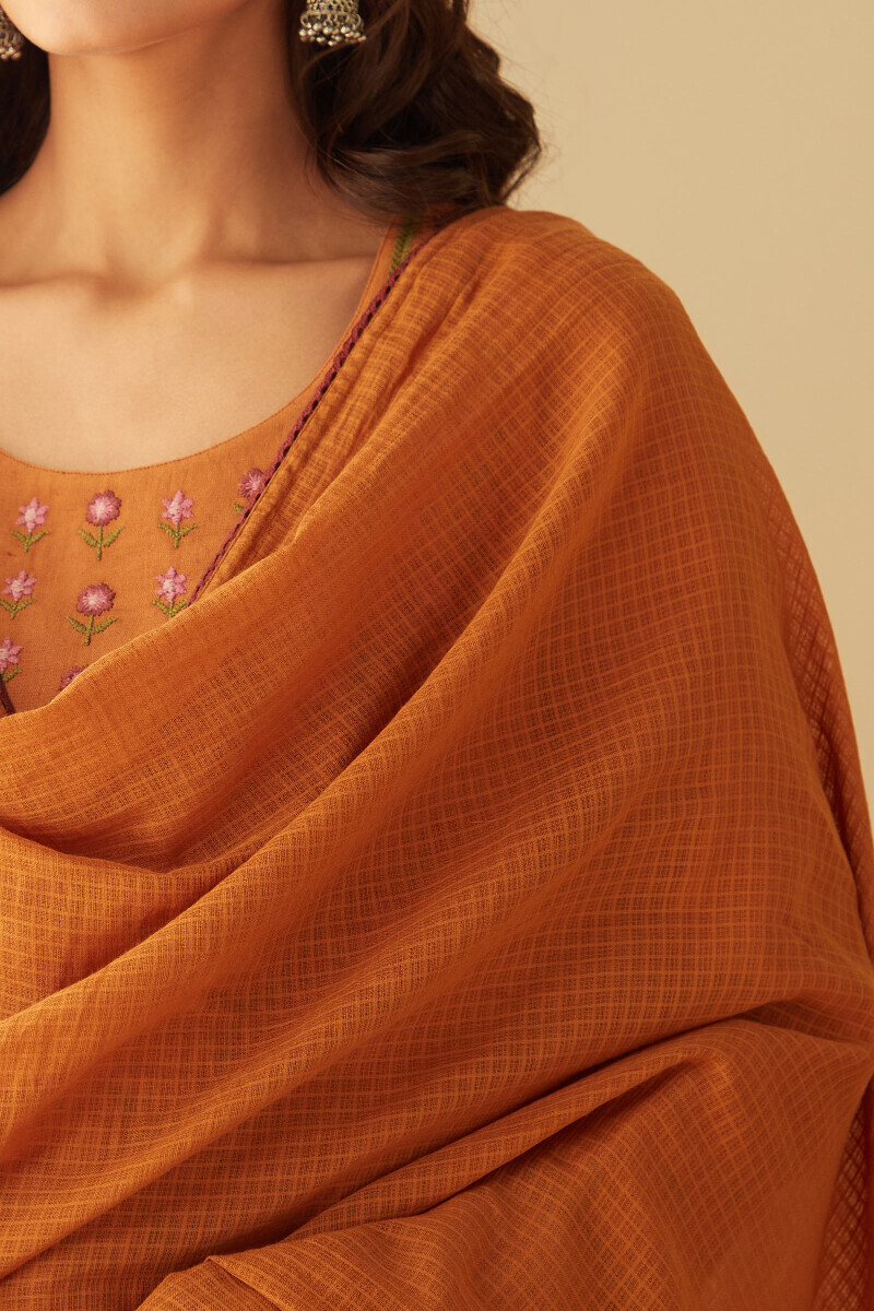 Mustard Handcrafted Kota Dupatta