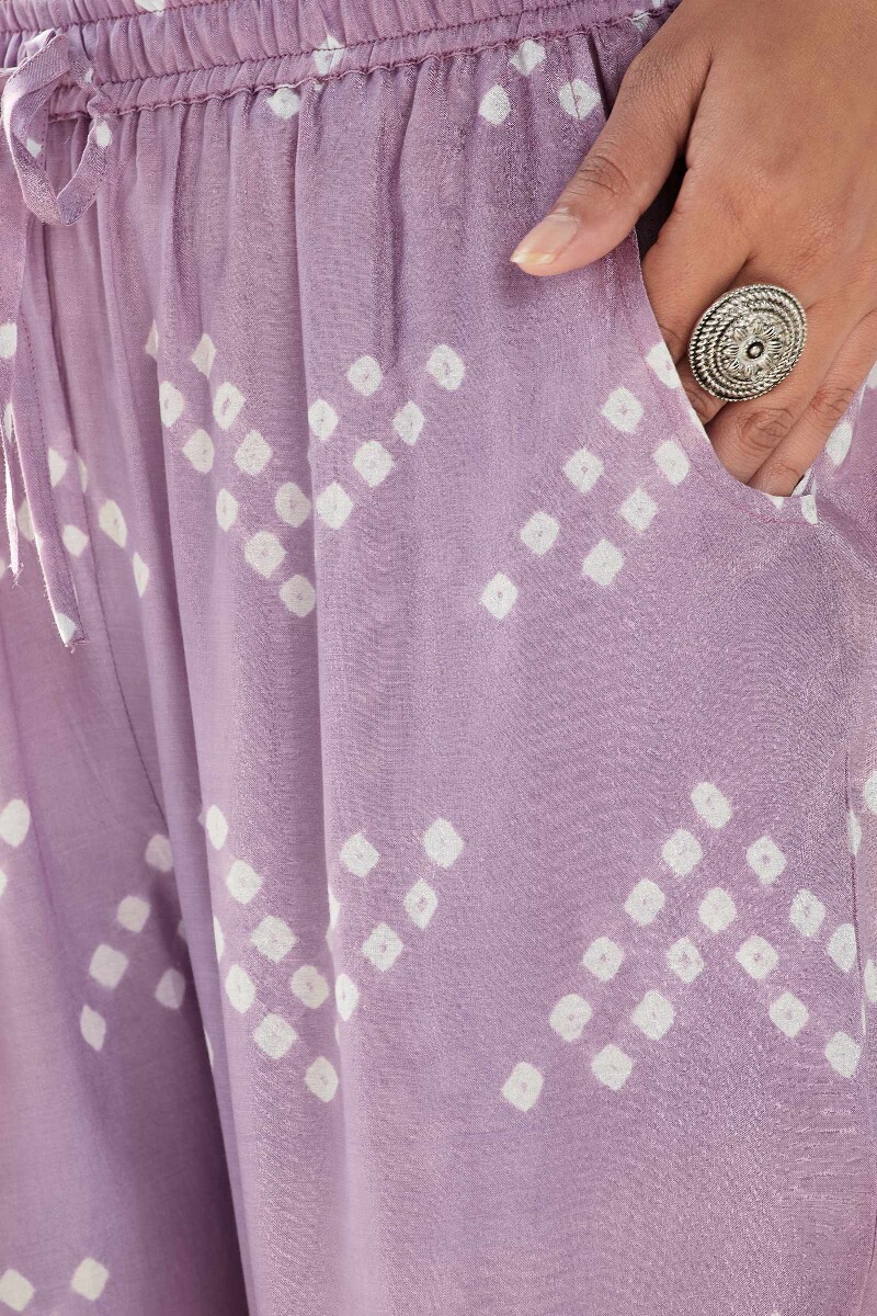 Purple Printed Modal Narrow Pants