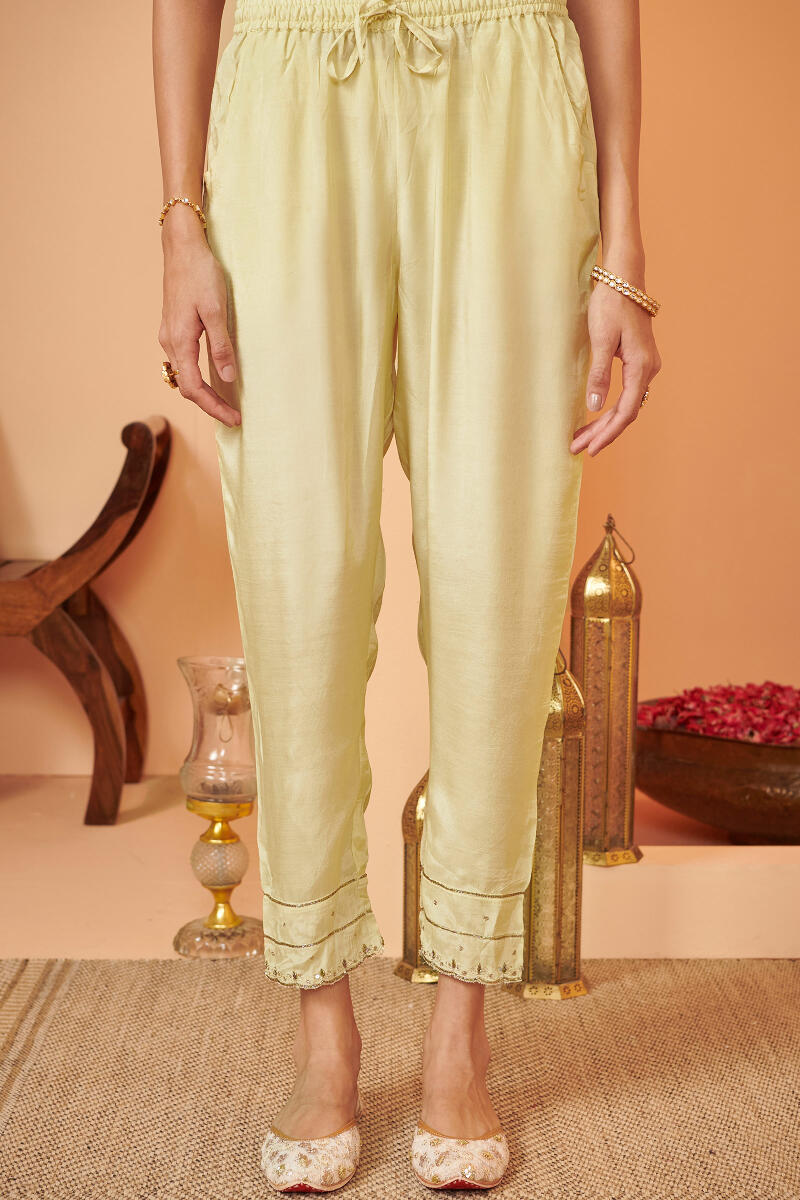 Yellow Handcrafted Modal Narrow Pants