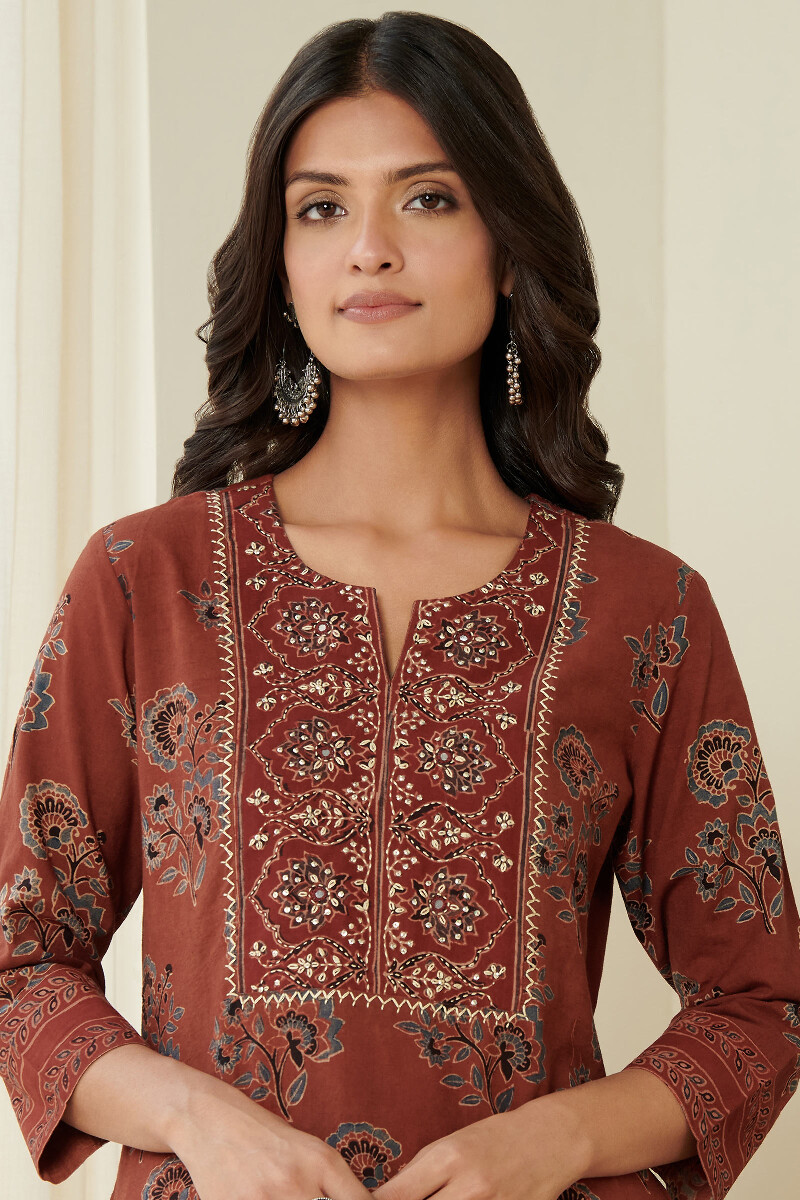 Ajrak Hand Block Printed Straight Cotton Kurta