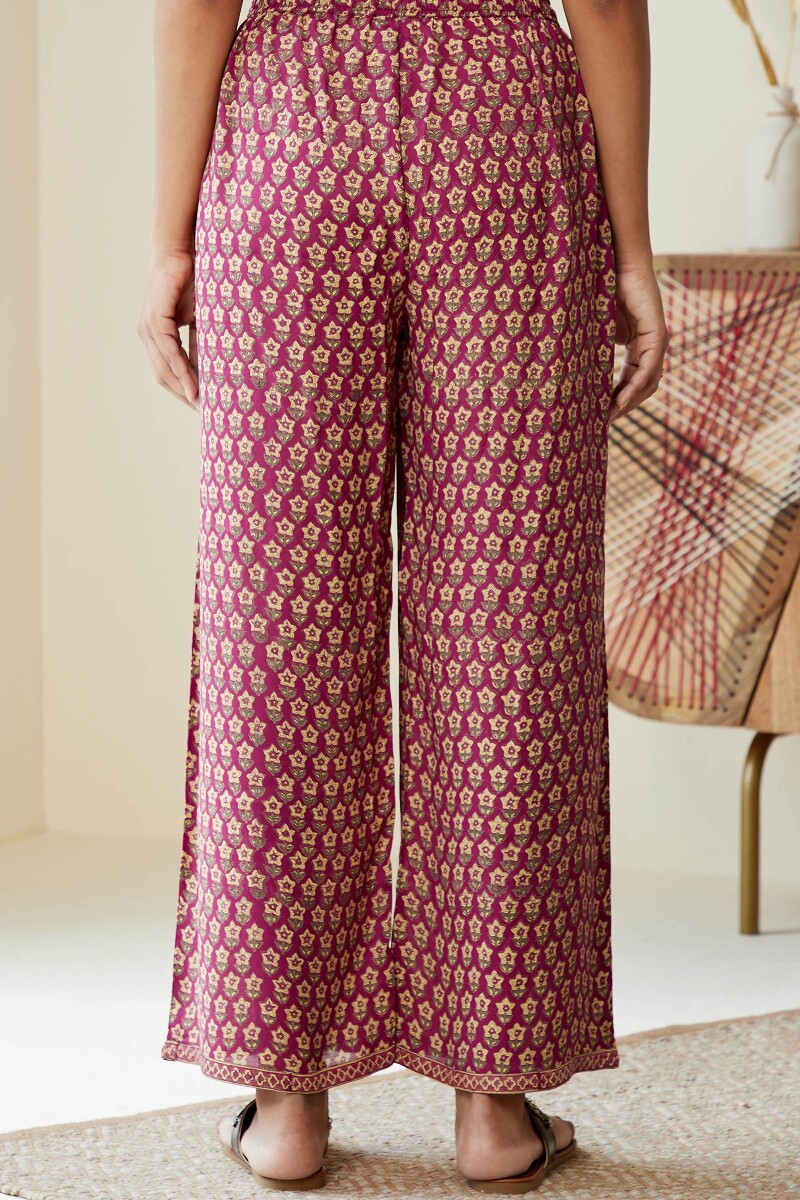 Raspberry Hand Block-Printed Modal Farsi