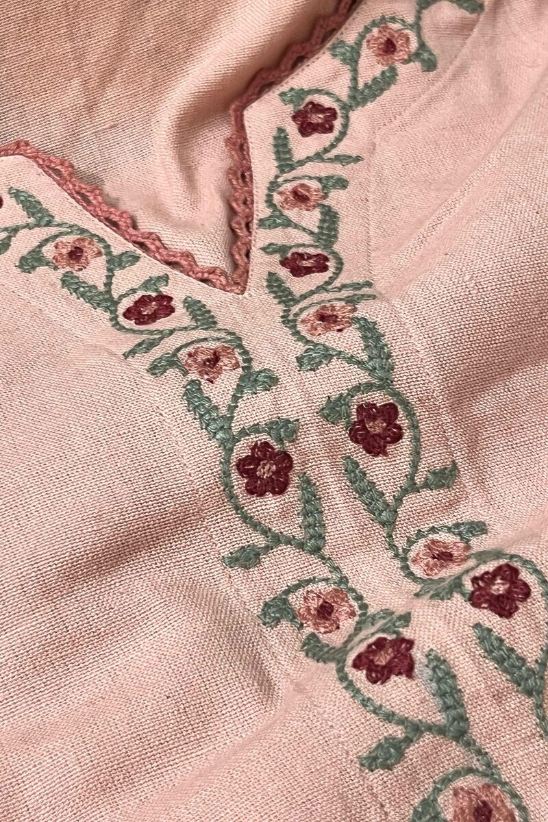 Pink Handcrafted Straight Cotton Flax Kurta