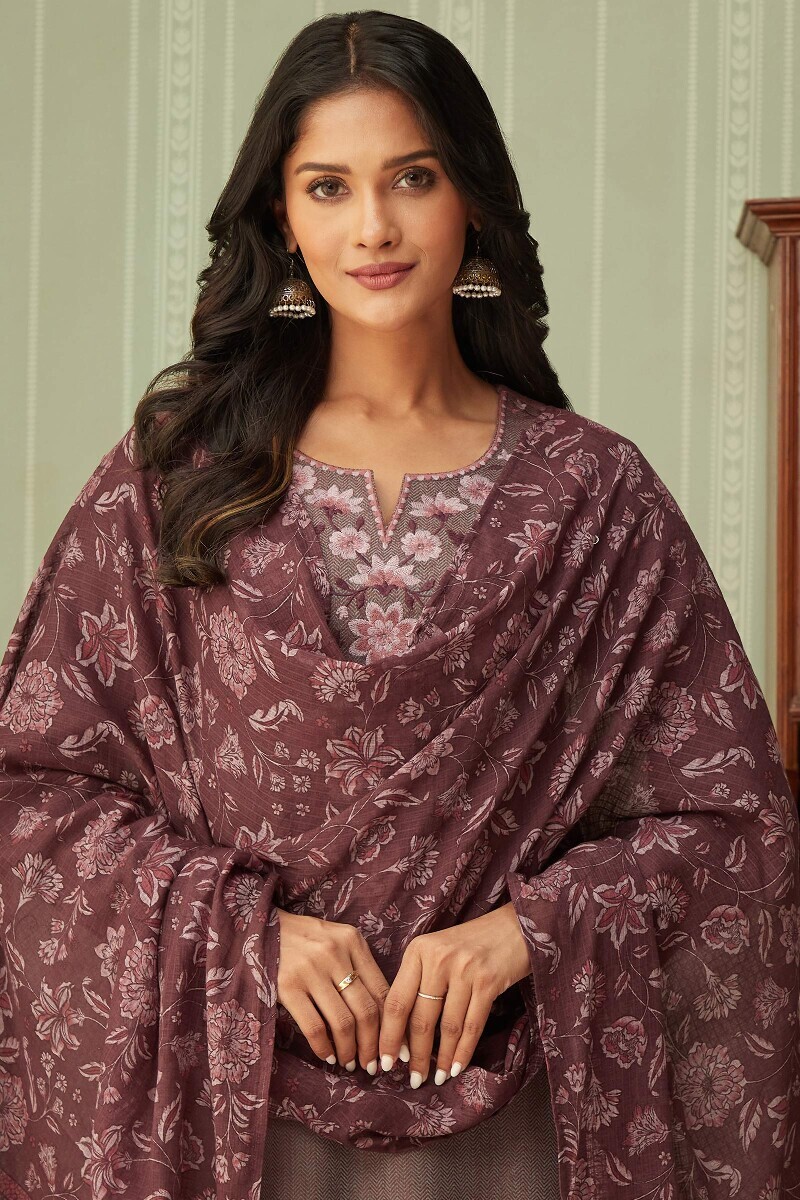 Mauve Printed Kota Dupatta