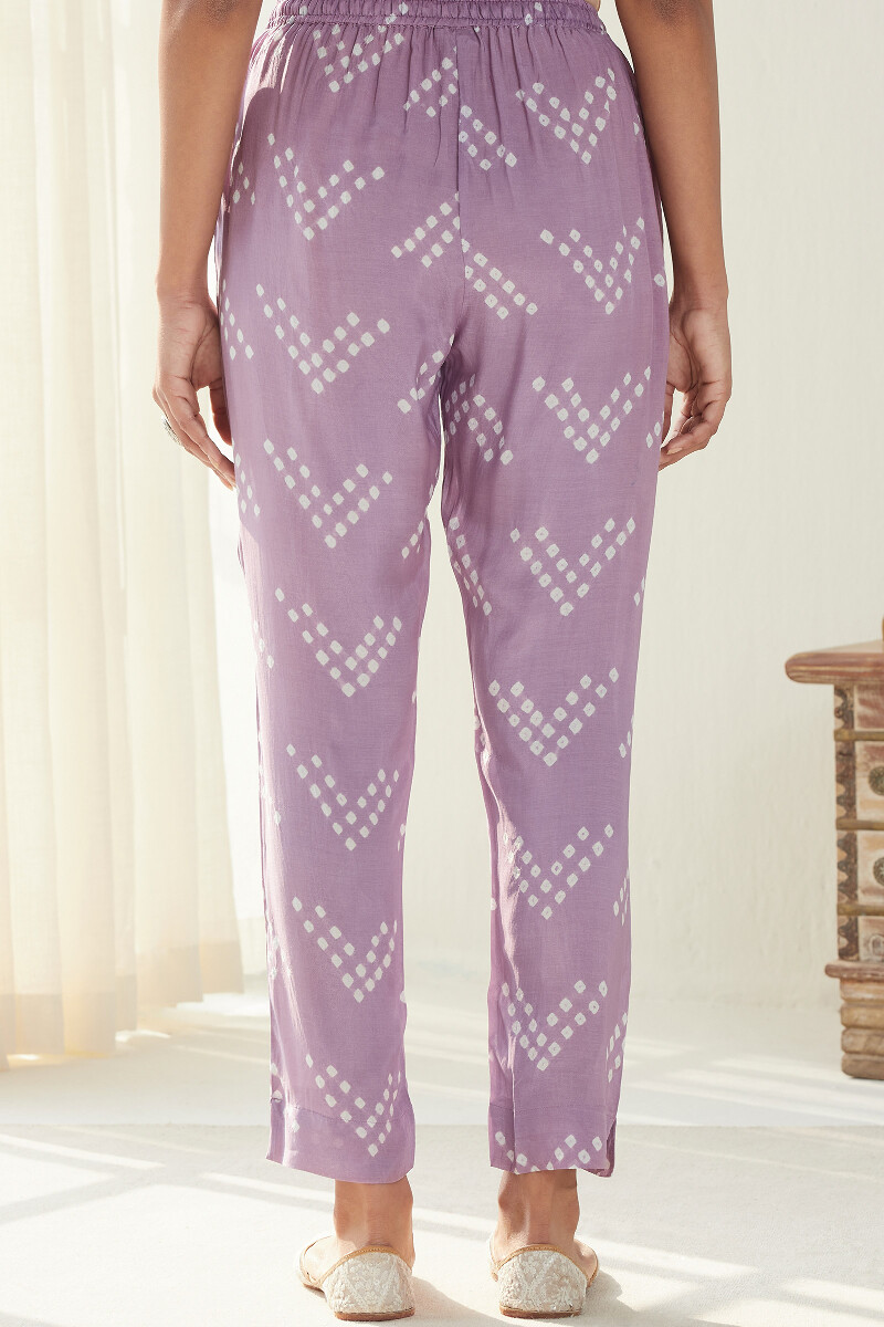 Purple Printed Modal Narrow Pants