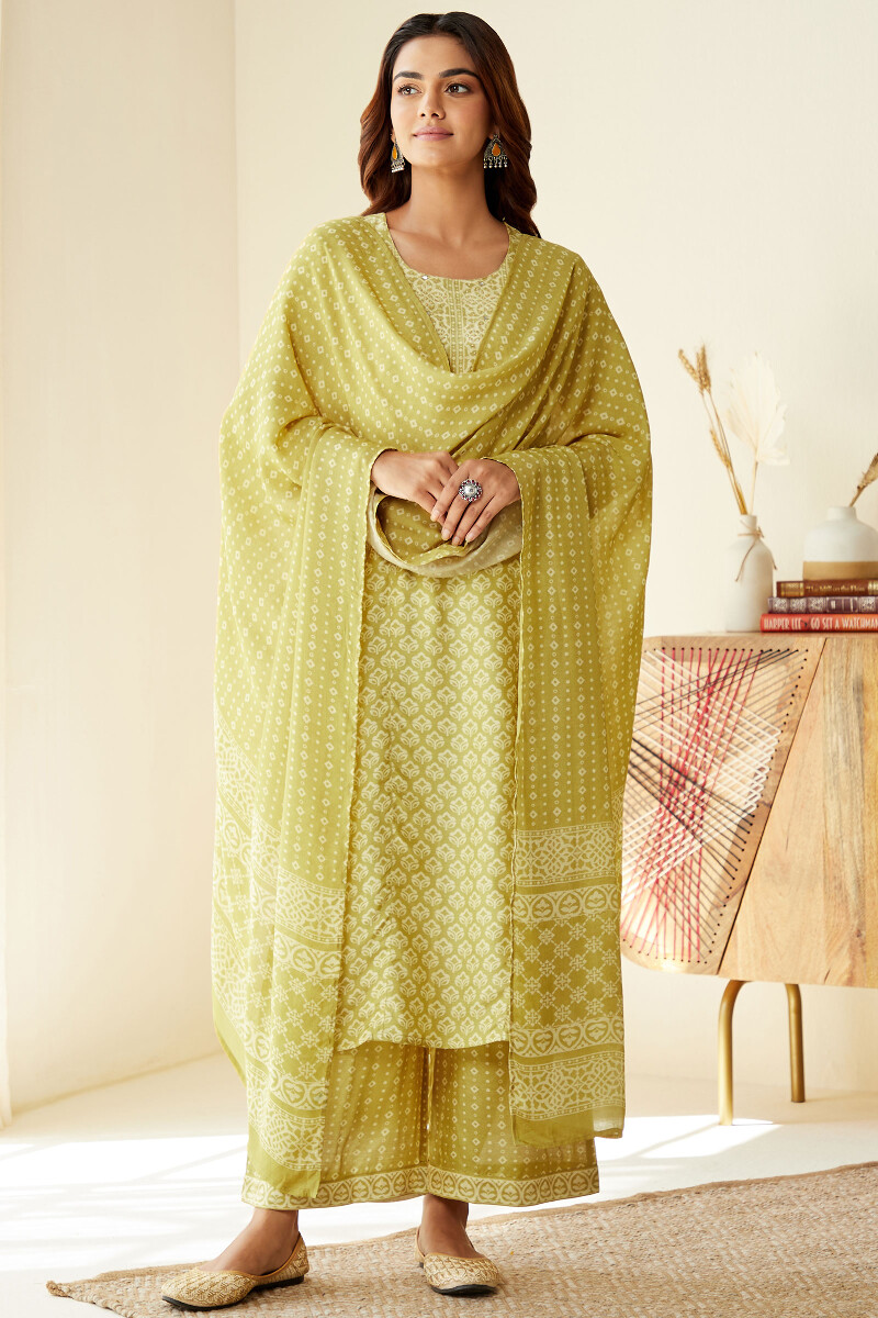 Yellow Printed Straight Viscose Kurta