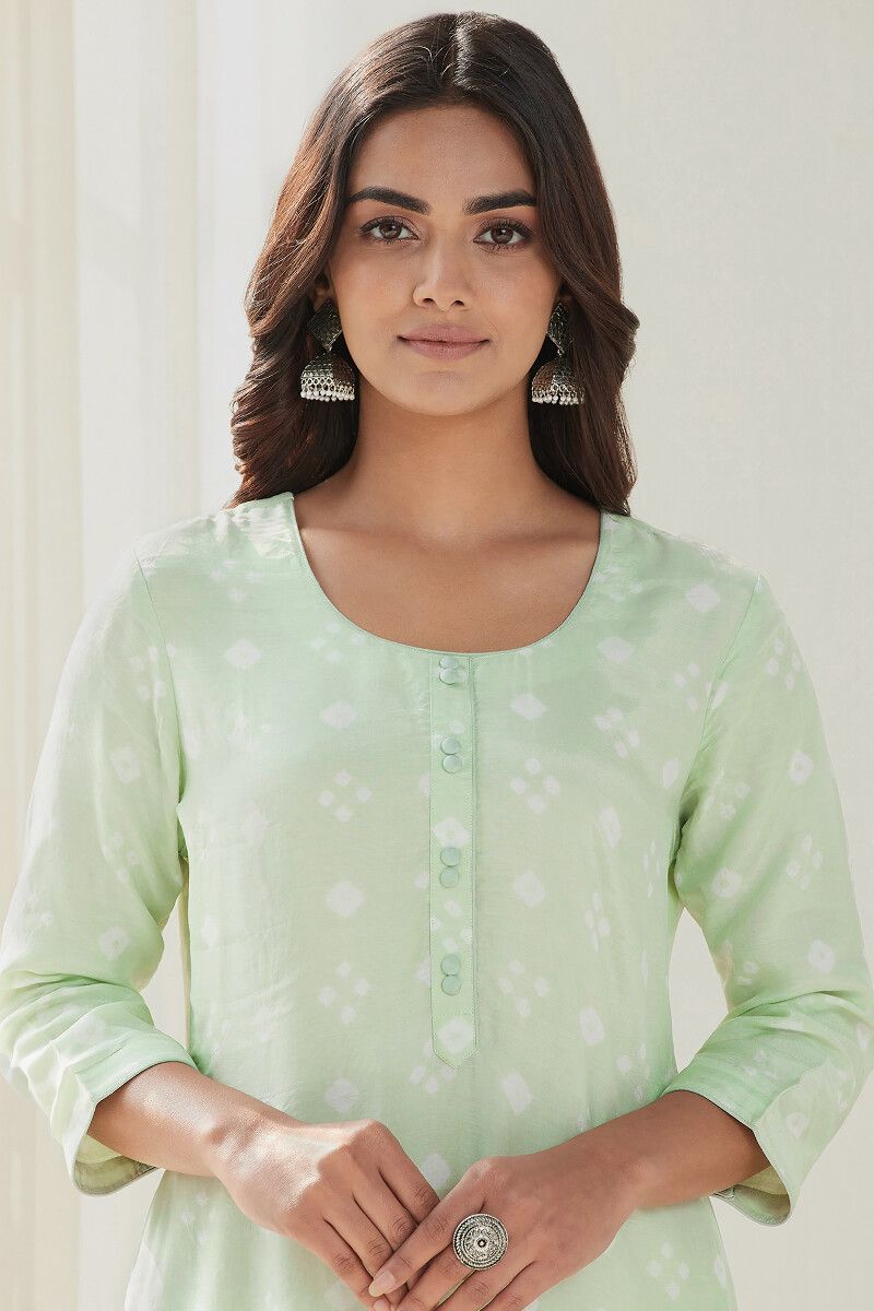 Green Printed Straight Modal Kurta