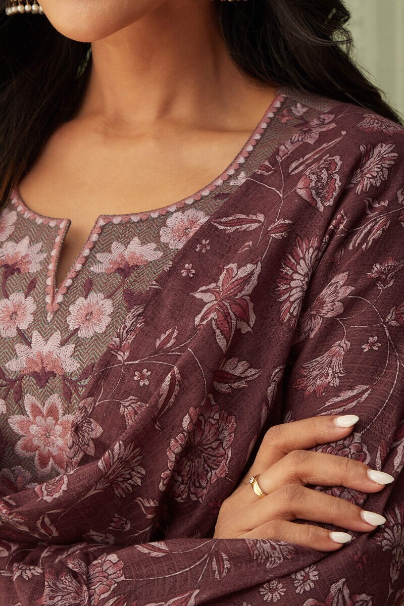 Mauve Printed Kota Dupatta