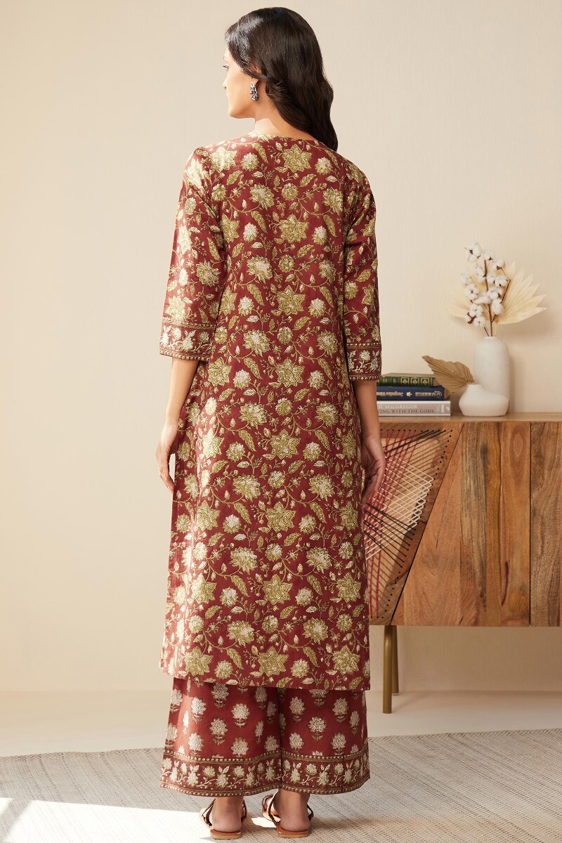 Bagru Hand Block-Printed Straight Cotton Kurta