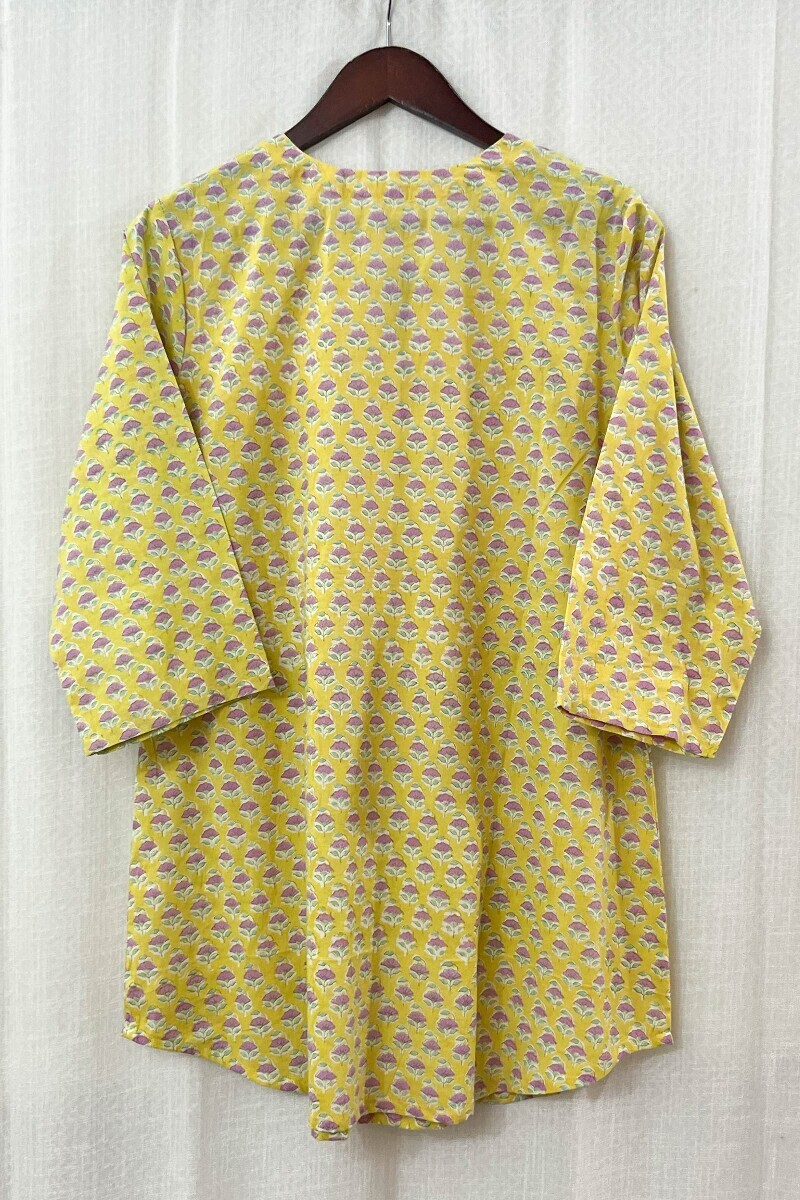 Yellow Hand Block-Printed Cotton Loungewear Set