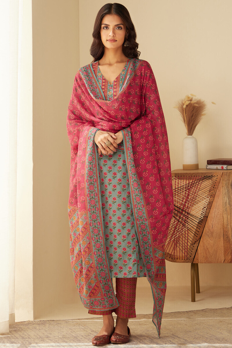 Pink Printed Kota Dupatta