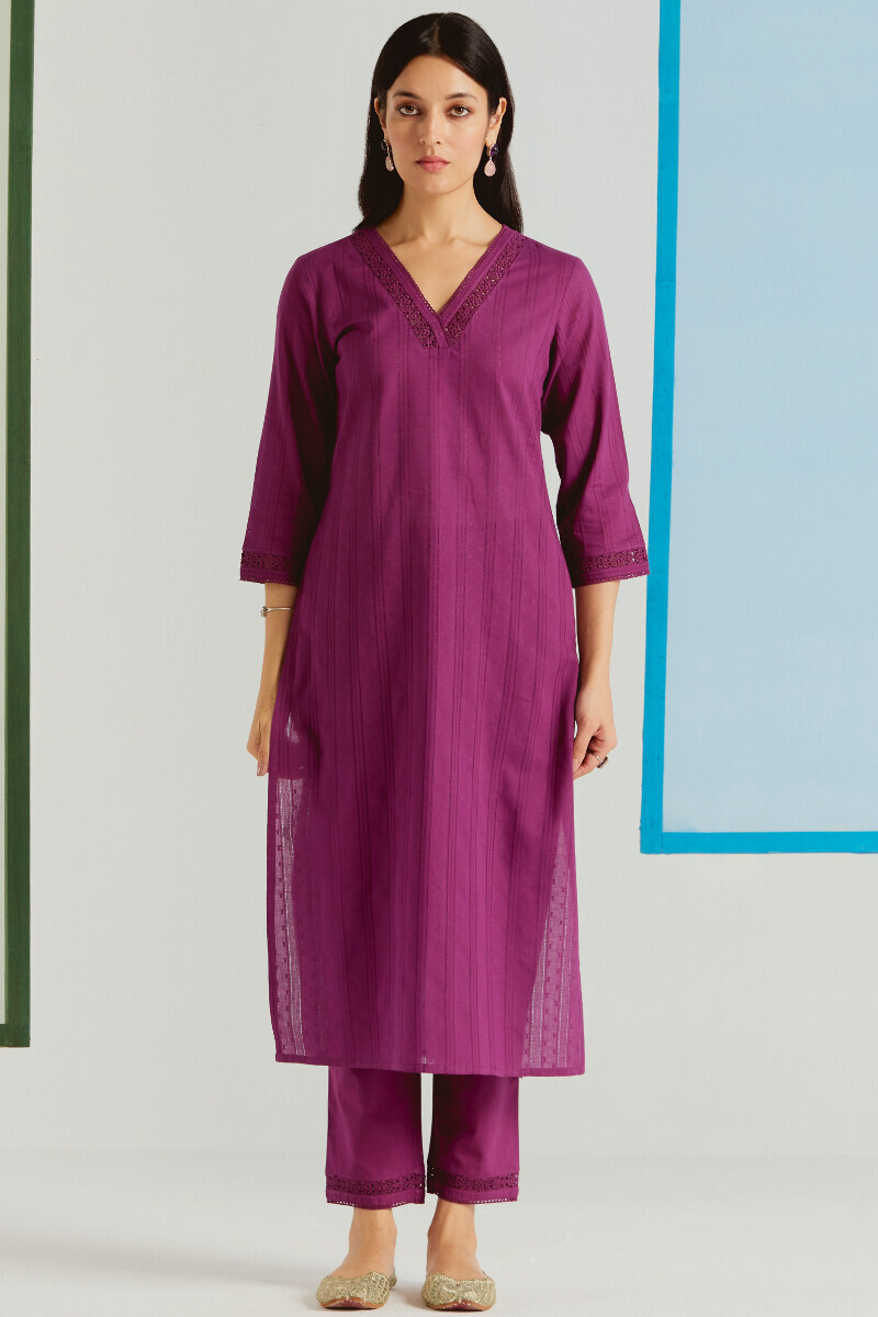 Pink Handcrafted Cotton Narrow Pants