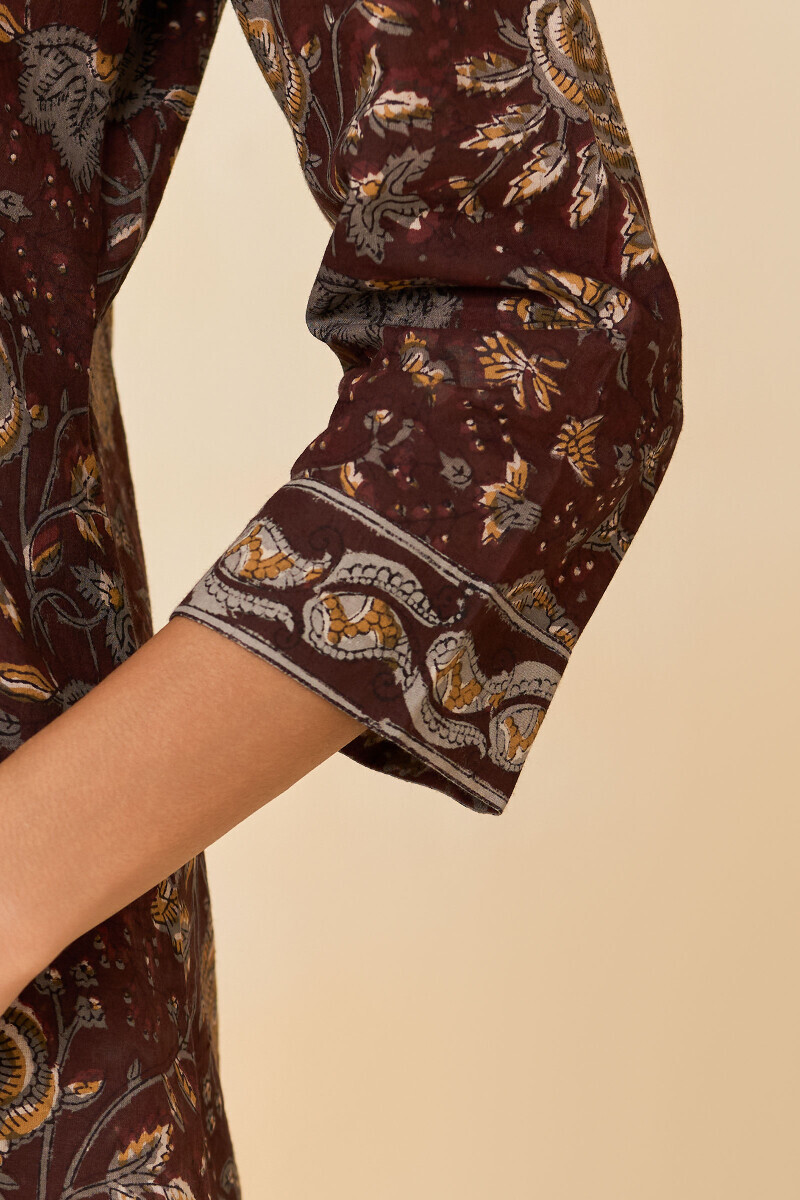 Bagru Hand Block-Printed A-Line Cotton Kurta