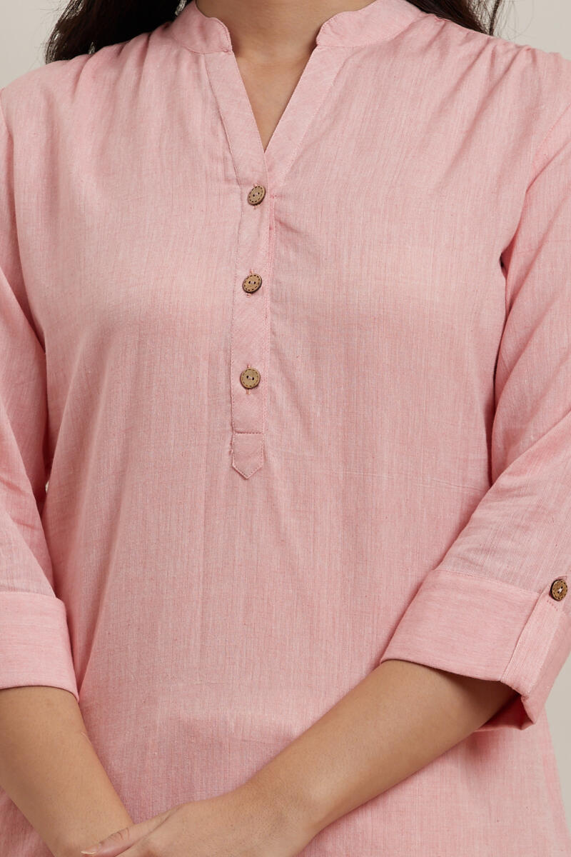 Pink Handcrafted Cotton Kurta