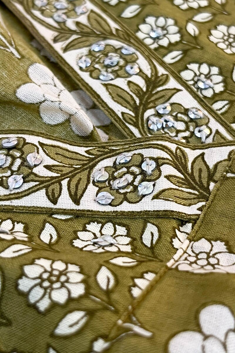 Green Hand Printed Cotton Top