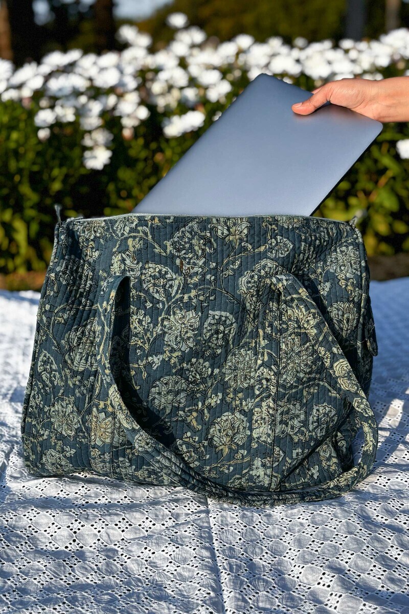 Akola Hand Block-Printed Cotton Duffel Bag