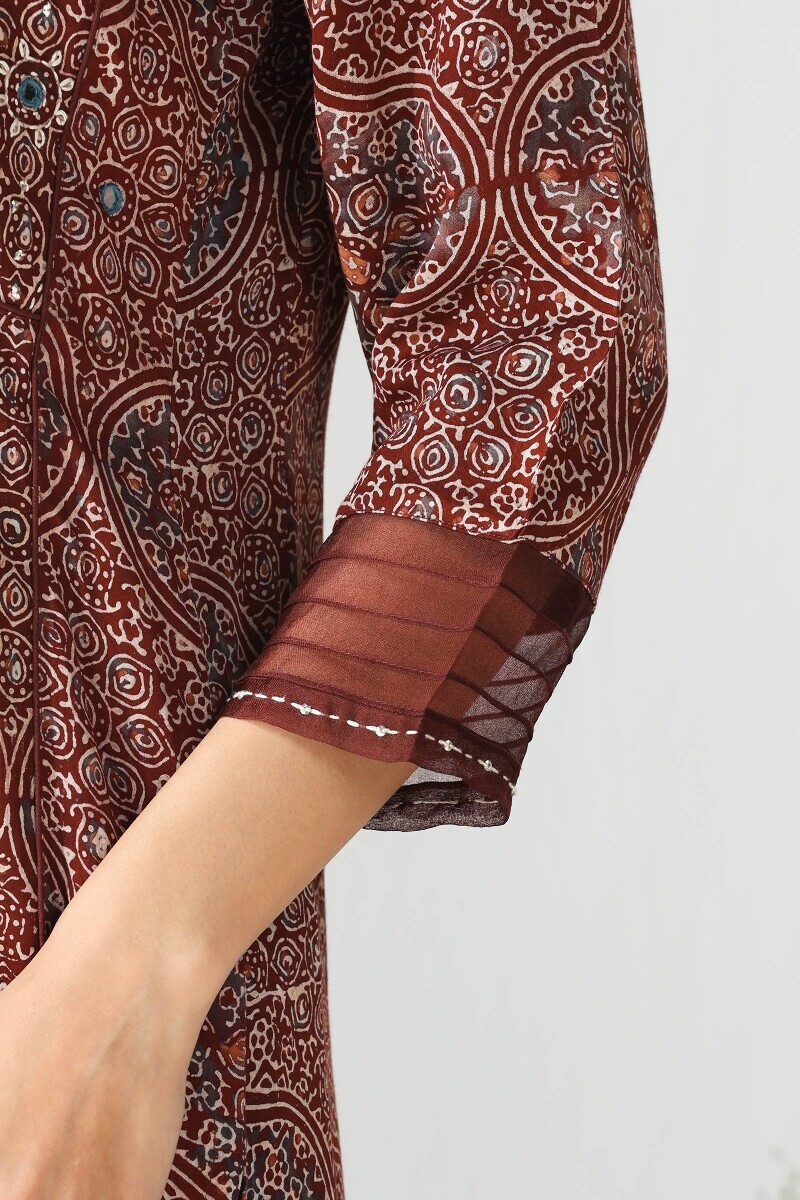 Ajrakh Hand Block-Printed Straight Modal Kurta