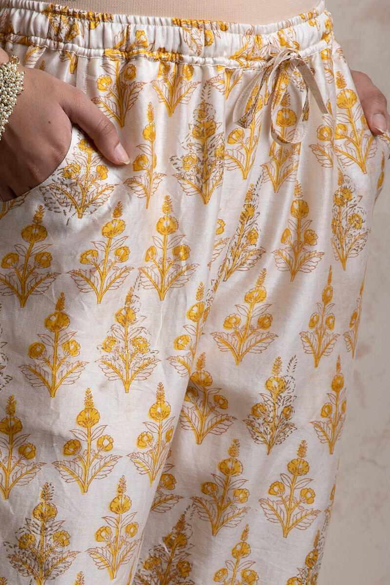 Sanganeri Block Printed Chanderi Straight Farsi