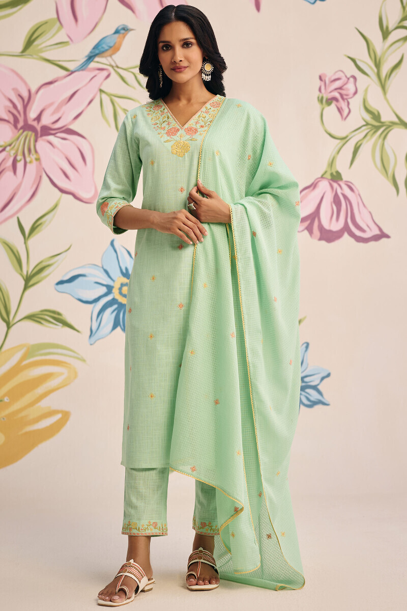 Green Handcrafted Kota Dupatta
