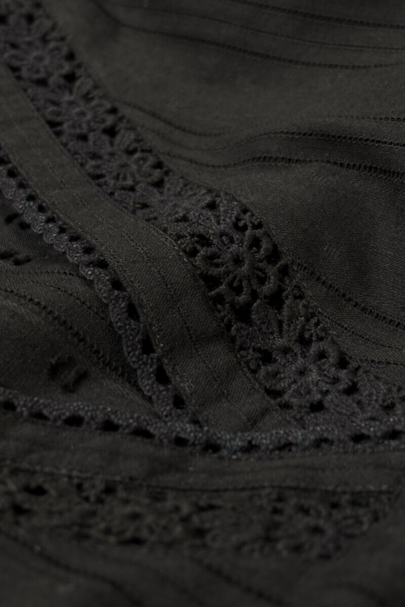 Black Handcrafted Straight Cotton Dobby Kurta