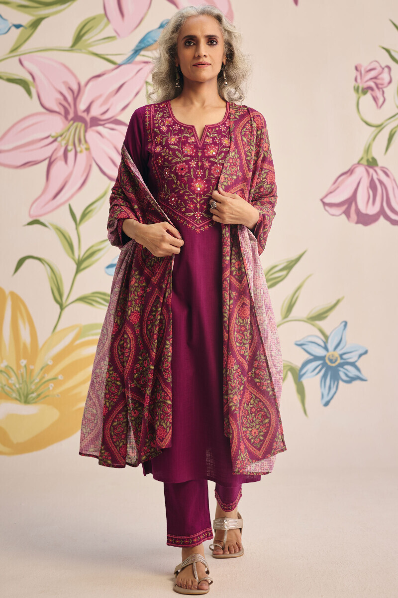 Pink Handcrafted Straight Gauze Slub Kurta