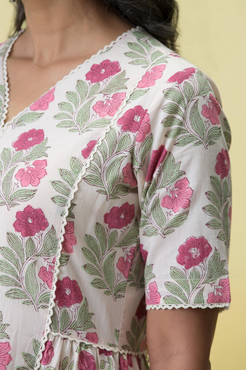Off-White Block Printed Cotton Dress