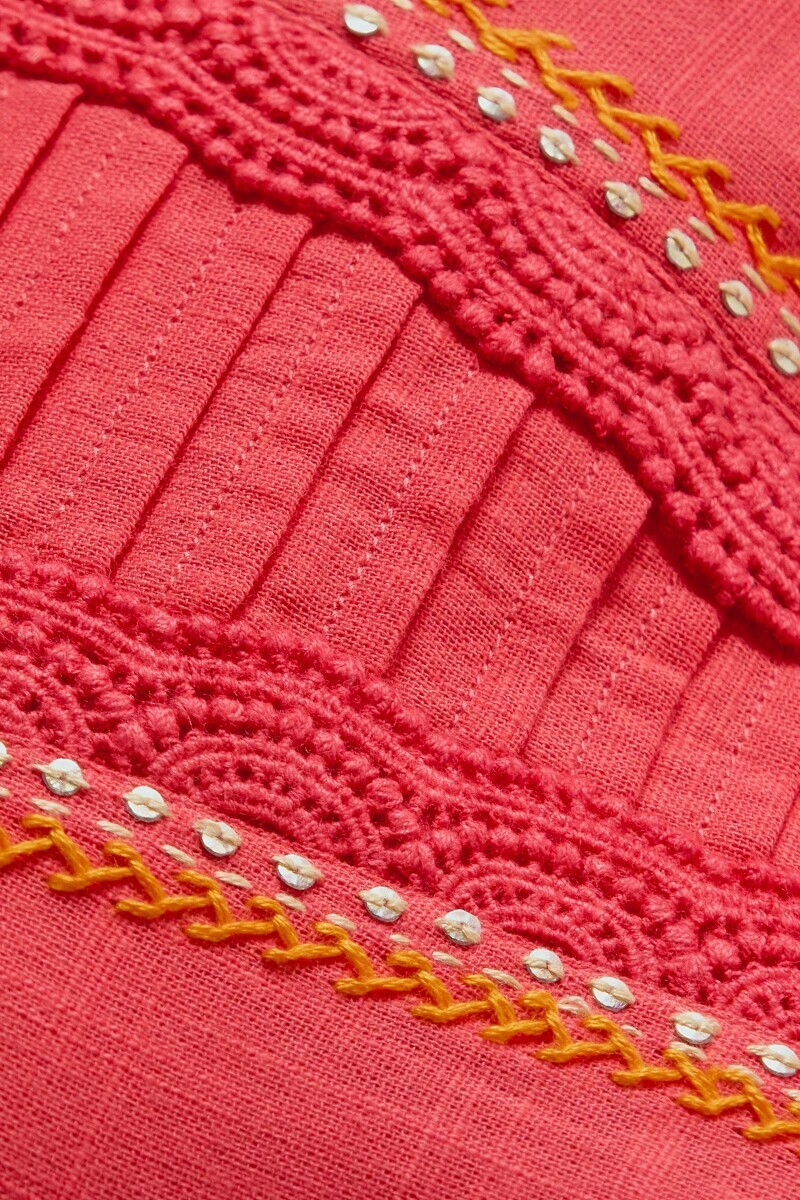 Pink Handcrafted Straight Gauze Slub Kurta