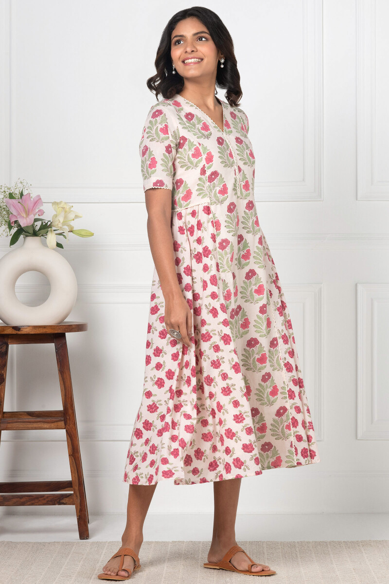 Off-White Block Printed Cotton Dress