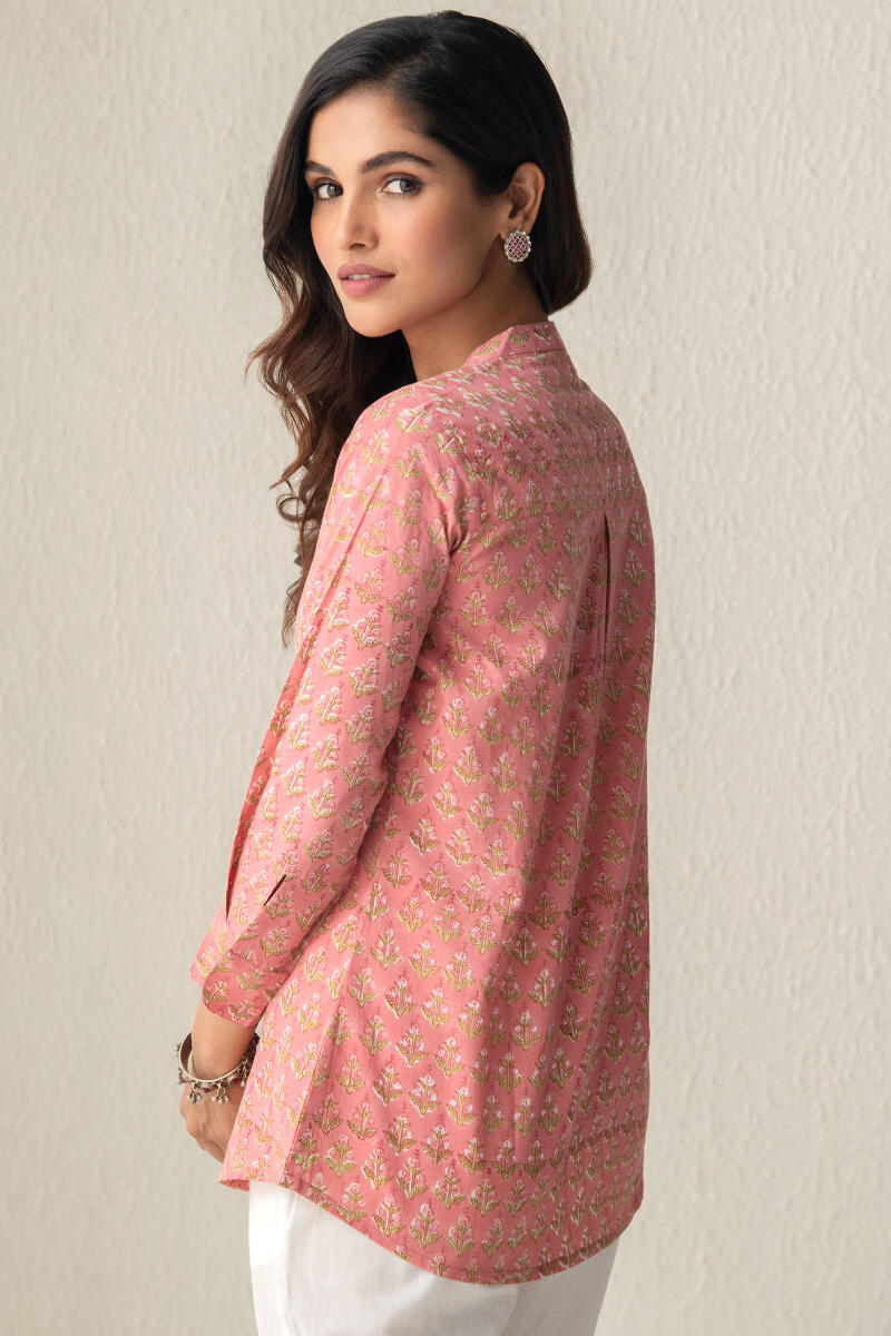 Pink Block Printed Cotton Top