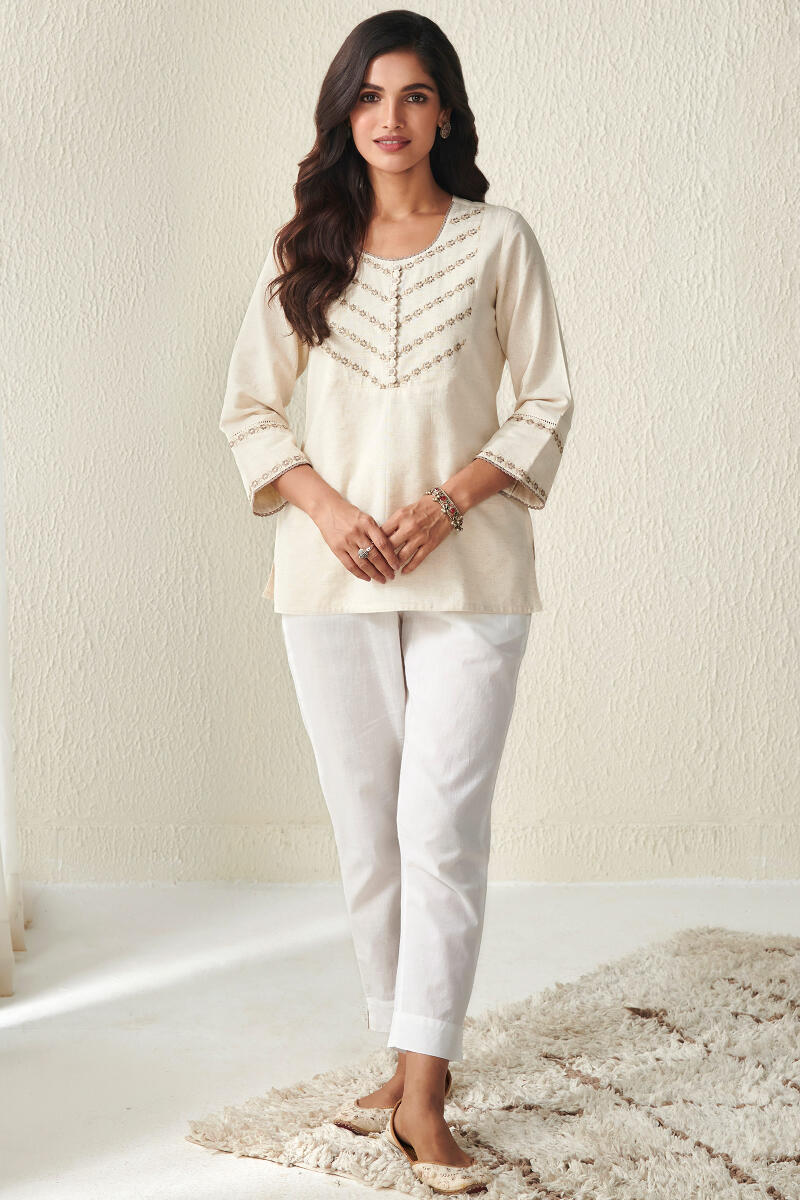 Beige Handcrafted Cotton Top