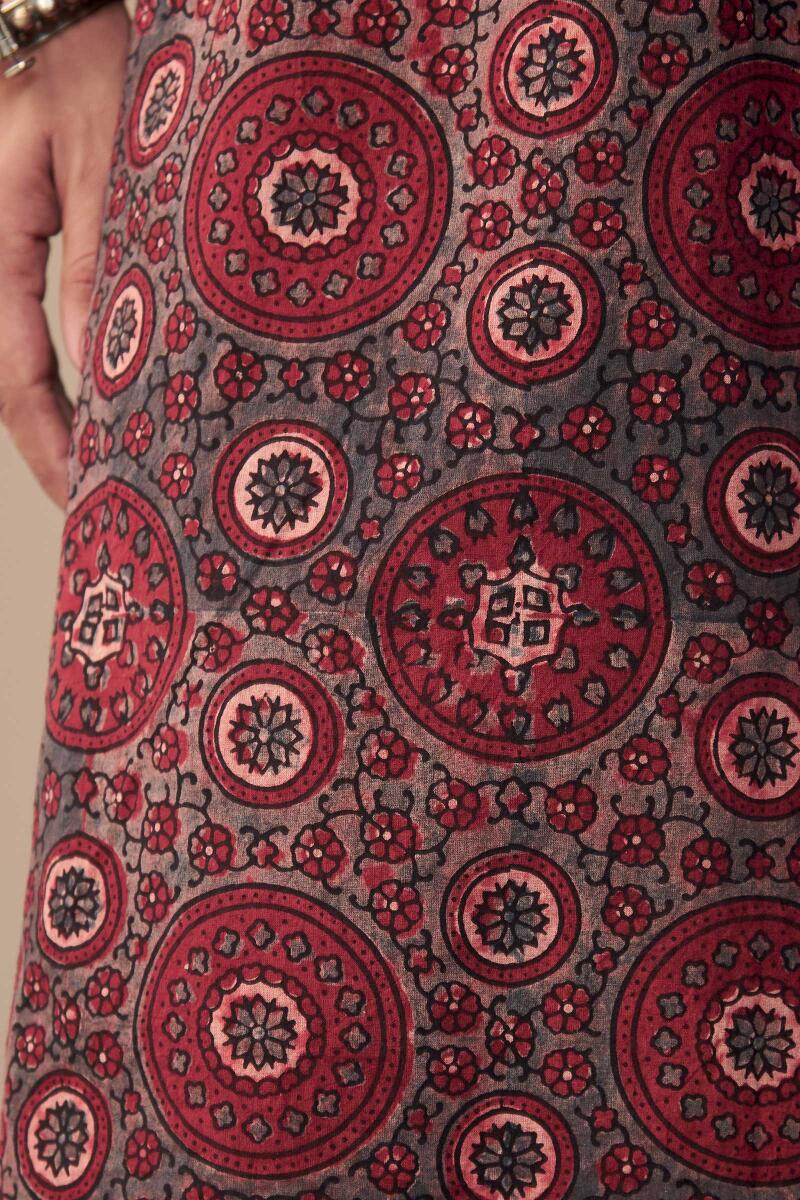 Ajrak Hand Block Printed A-Line Cotton Kurta
