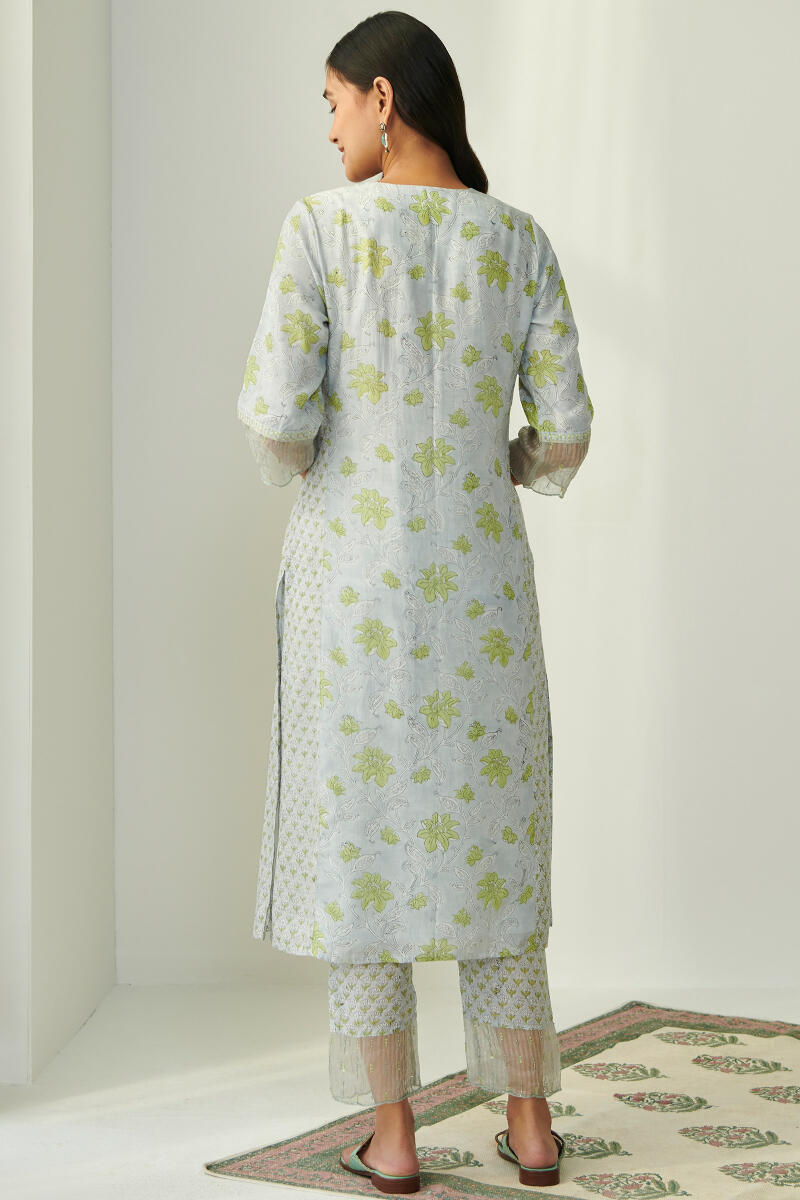 Green Hand Block Printed Straight Modal Kurta