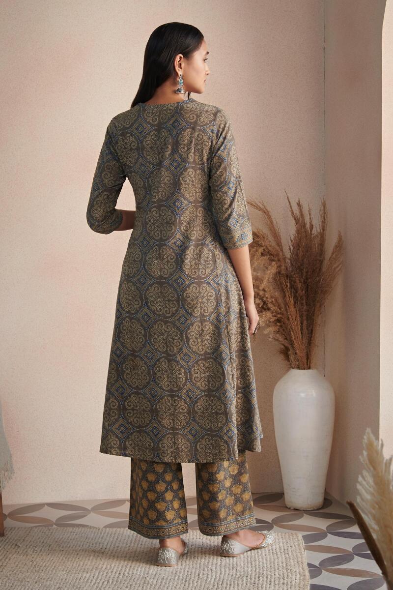 Ajrak Block Printed A-Line Cotton Kurta