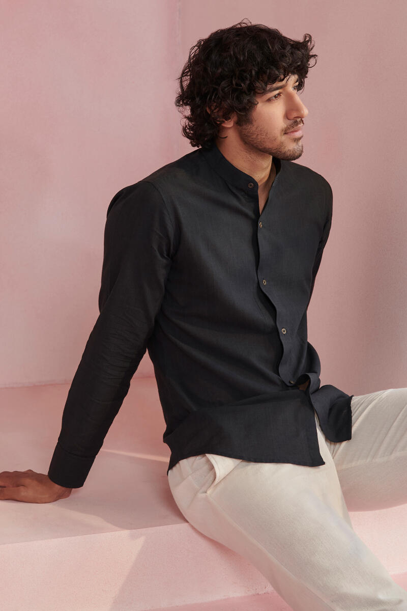 Black Handcrafted Cotton Shirt
