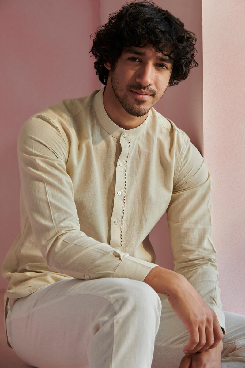 Beige Handcrafted Cotton Shirt