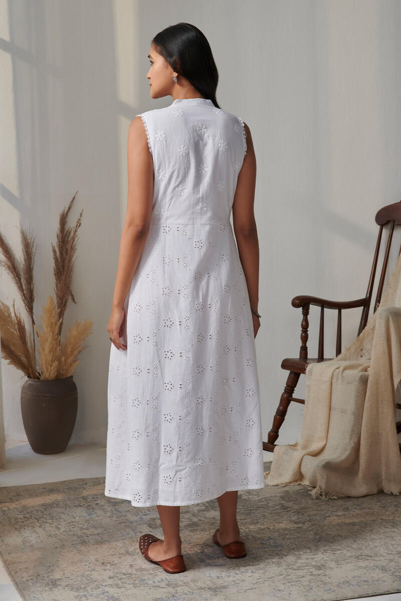 White Handcrafted Cotton Dress