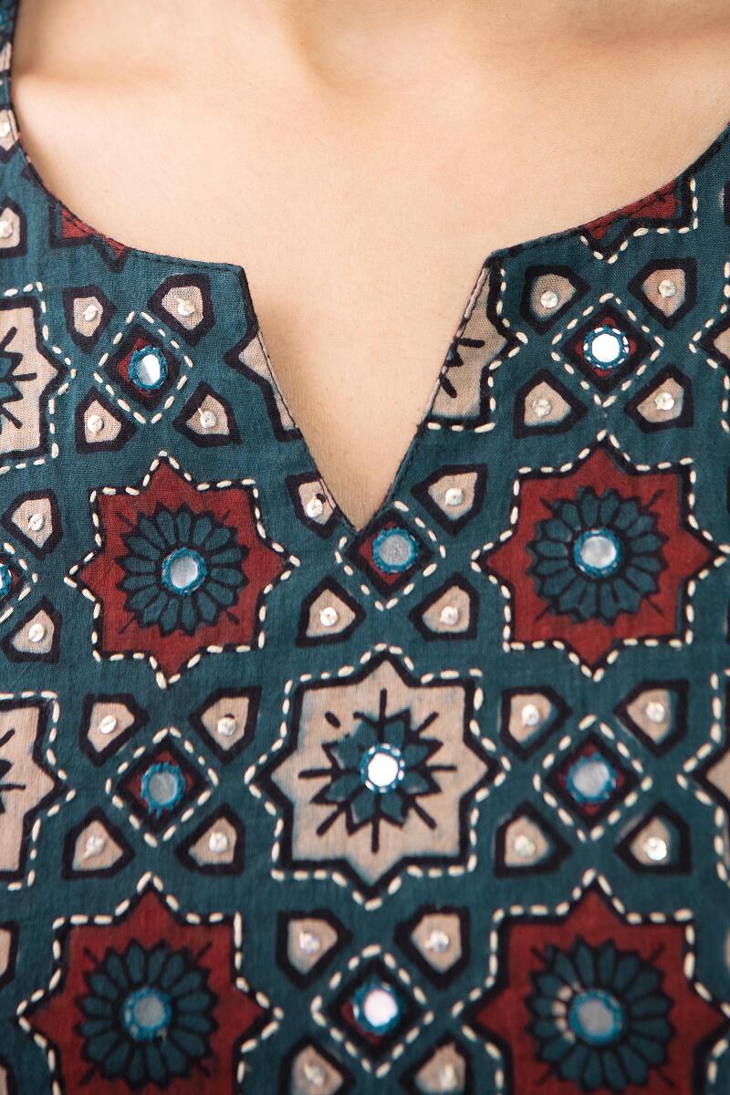Ajrak Hand Block Printed A-Line Cotton Kurta