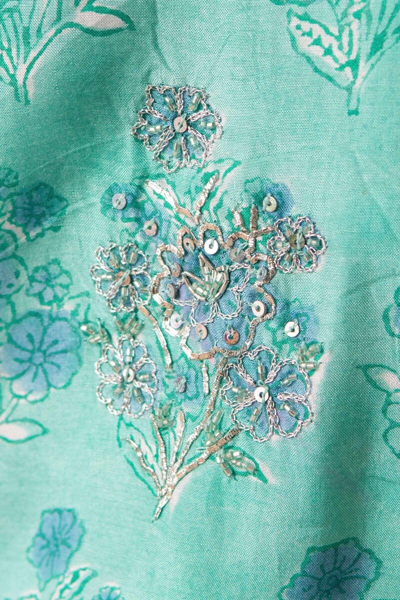 Blue Hand Block Printed Straight Modal Kurta