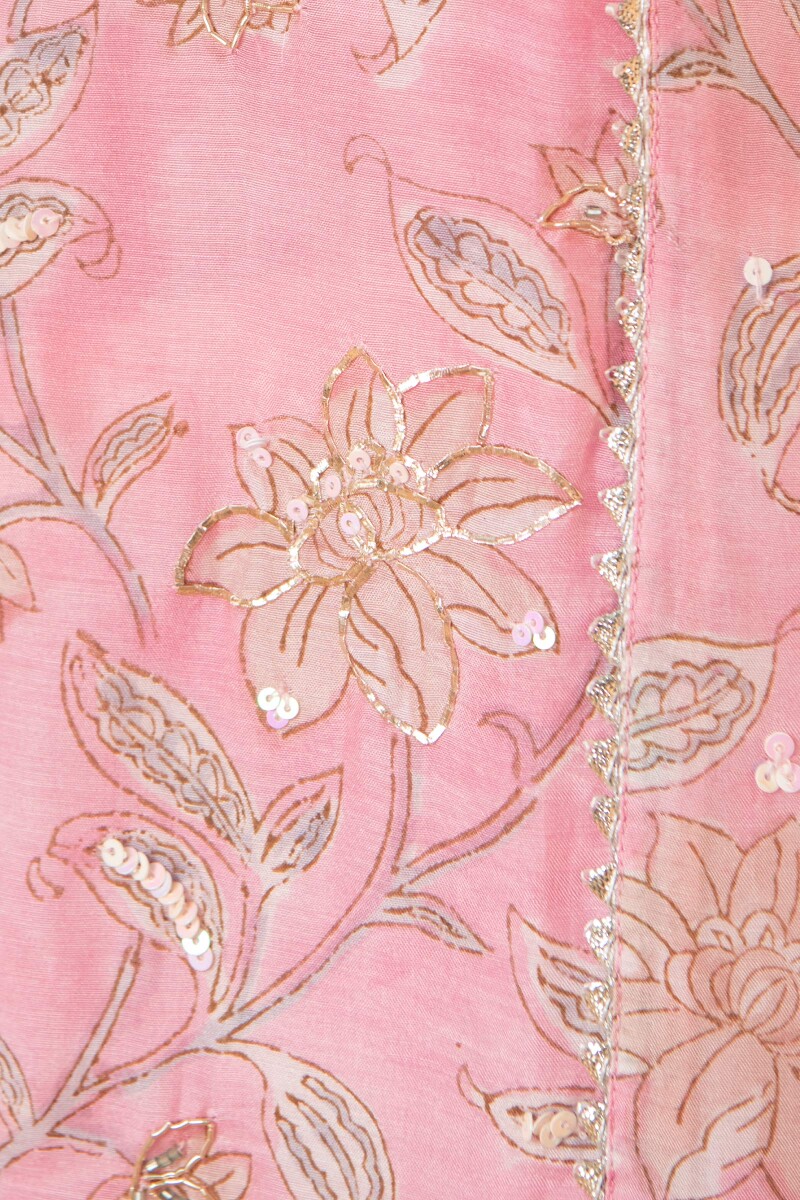 Pink Hand Block Printed Short Modal Kurta