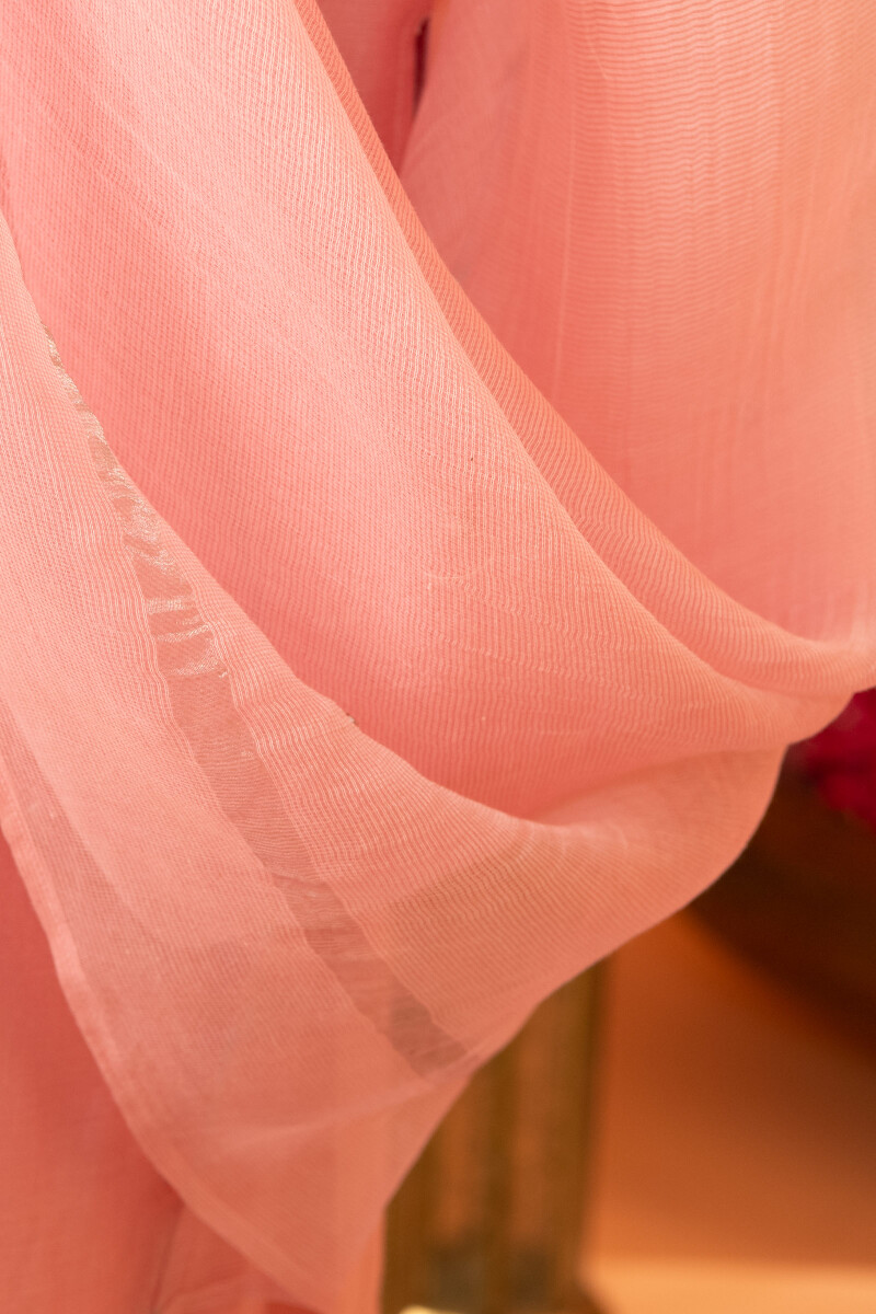 Pink Handcrafted Cotton Silk Dupatta