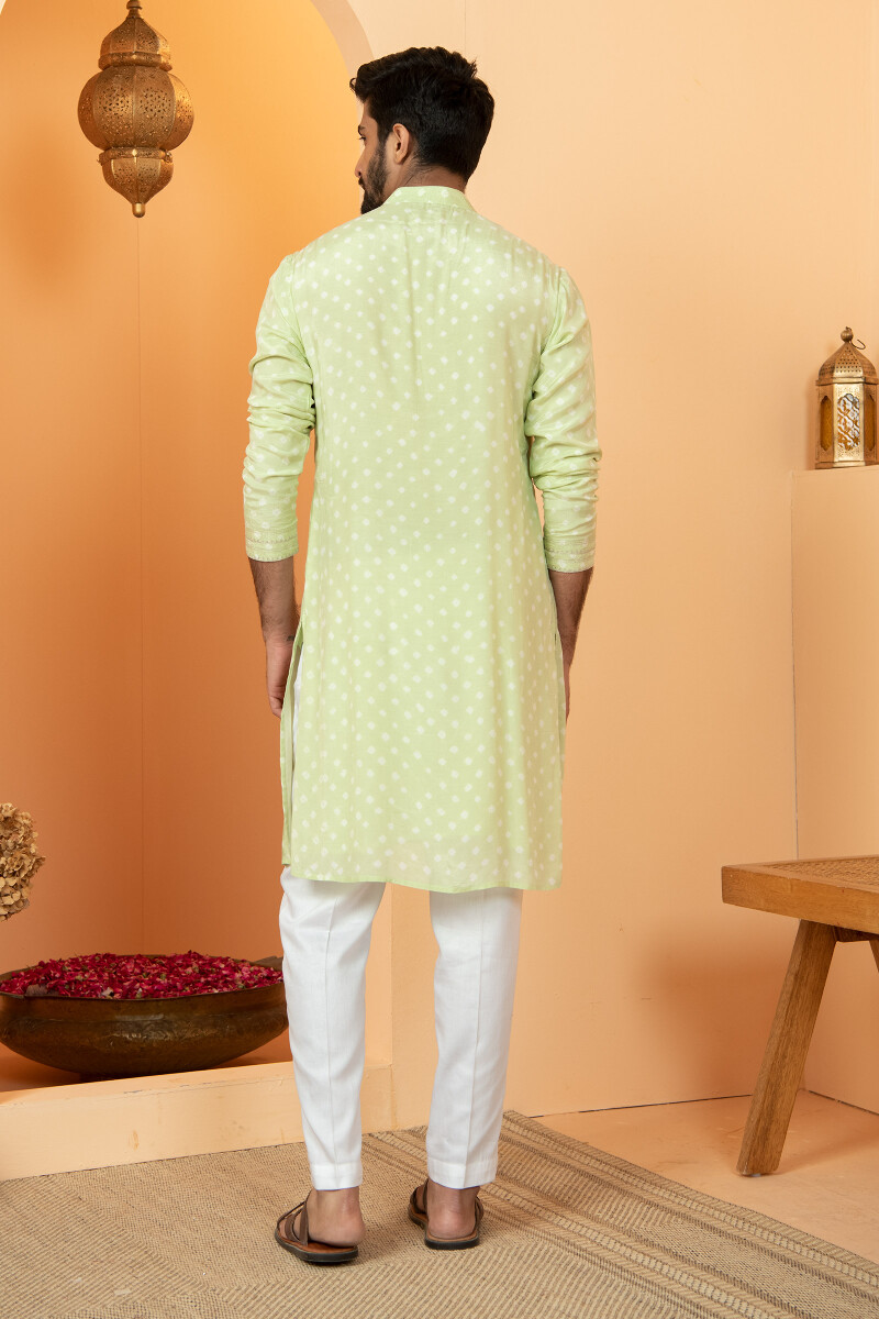 Green Printed Modal Kurta