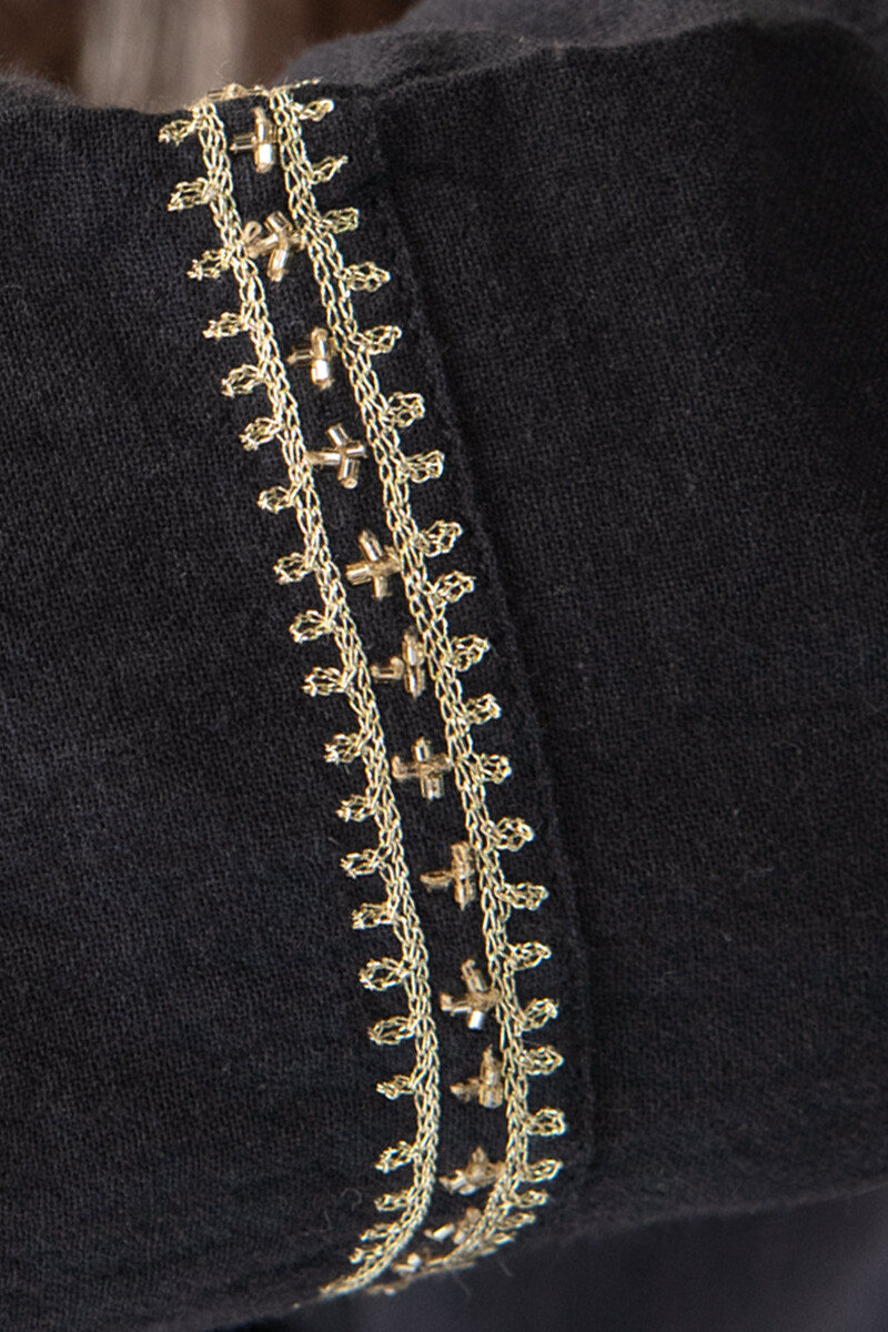 Black Handcrafted Straight Cotton Kurta