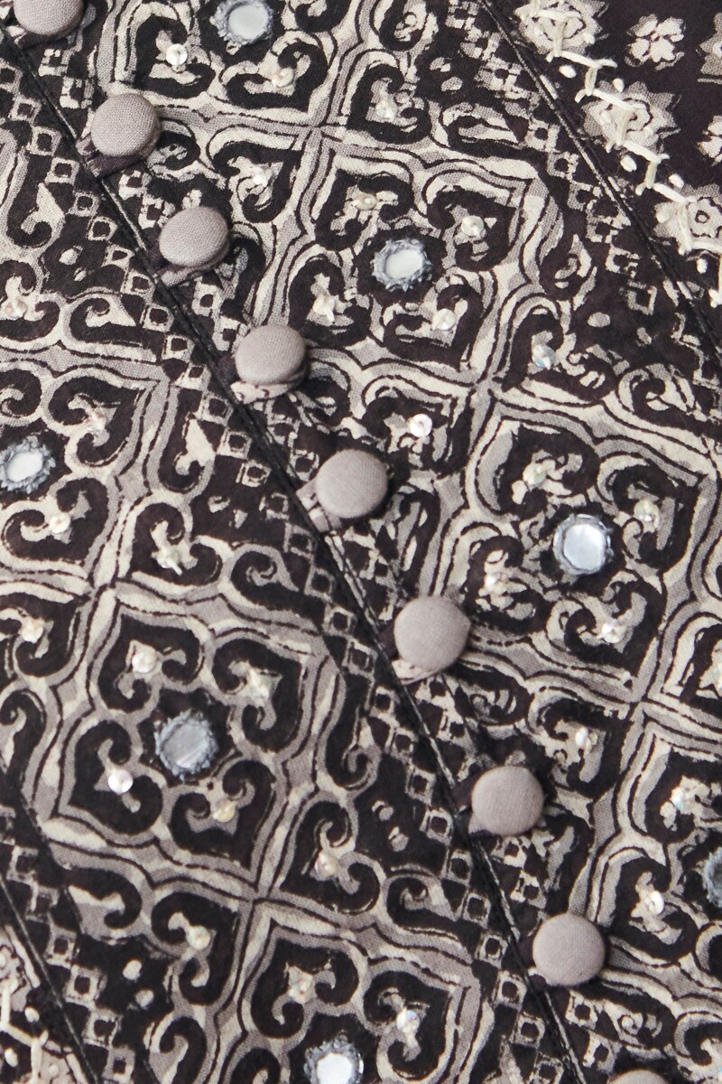 Black Hand Block Printed Straight Cotton Kurta