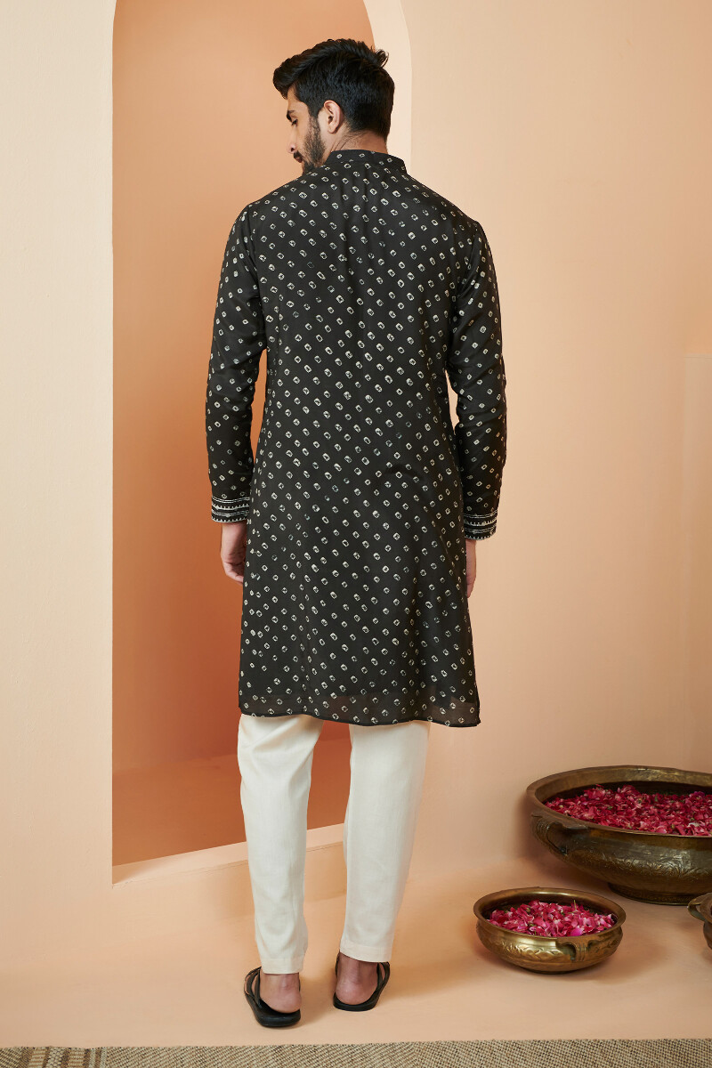 Black Printed Modal Kurta