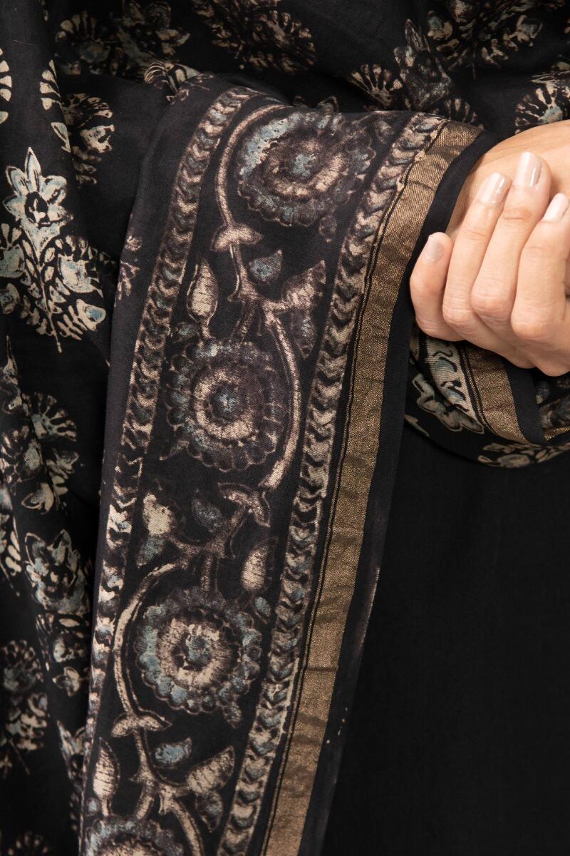 Ajrak Hand Block Printed Chanderi Dupatta