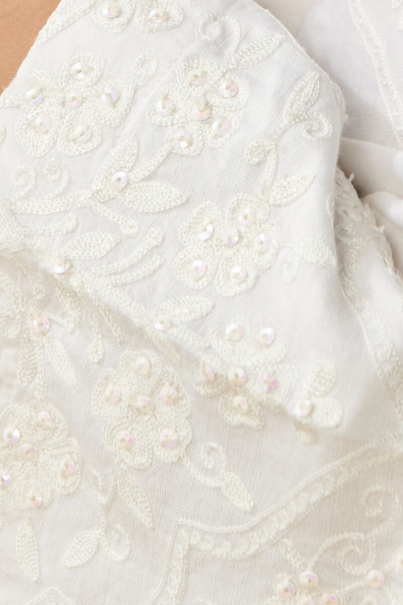 White Handcrafted Straight Chanderi Kurta