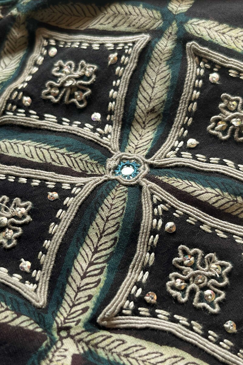 Black Hand Block Printed Straight Cotton Kurta